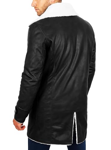 Real Sheepskin Long Distressed Brown Fur Shearling Leather Trench Coat – Men's Winter Jacket/Vest/Pants3