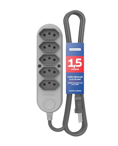 Tramontina Extensão Múltipla 5 Tomadas 2P+T 10 A 250 V 1,5 m