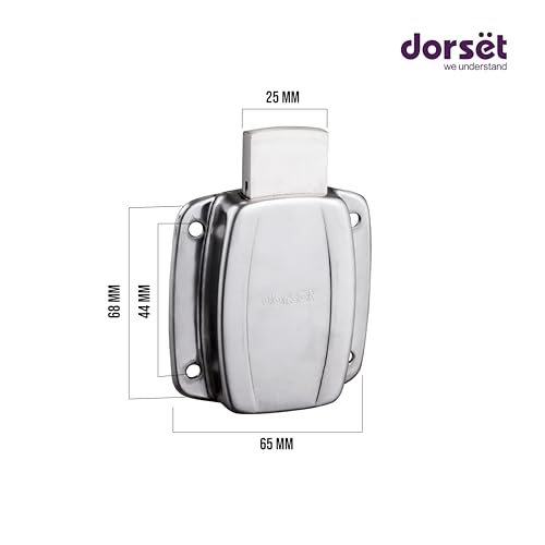 Image of Dorset Secura Wardrobe Lock | Suitable Panel Thickness : 32 mm Wardrobe | Lock for Wooden Almirah | 2 Dimple Keys, Silver Satin Finish | AL401SS