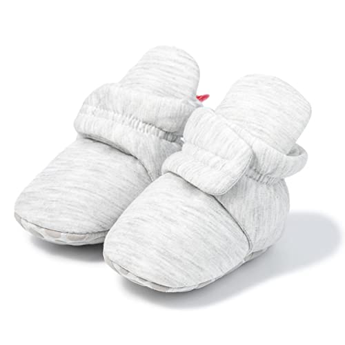 Image of Babelvit Newborn Baby Boy Girl Soft Fleece Booties Stay On Infant Slippers Socks Shoe Non Skid Gripper Toddler First Walkers Winter Ankle Crib Shoes