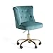Blau Samt Bürostuhl ohne Armlehne Ergonomischer mit Rollen Schreibtischstuhl Blau Drehstuhl Höhenverstellbar Retro Vintage Mädchen Jungen Home Office Chair Modern Design Dunkelblau Stuhl 150 kg