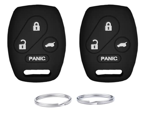 UOKEY Silicone Keyless Remote Key Fob Protector Cover fit for Honda Civic EX Accord CR-V EX SE Pilot Element(4 Buttons)(Black+Black)