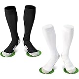 DECOVICI FußballSocken Kinder Herren 2 Paar, Kniestrümpfe Stutzen Fussball Jungen Mädchen Lang Sportsocken Rugby Volleyball 35-39（1Black+1White，35-39）