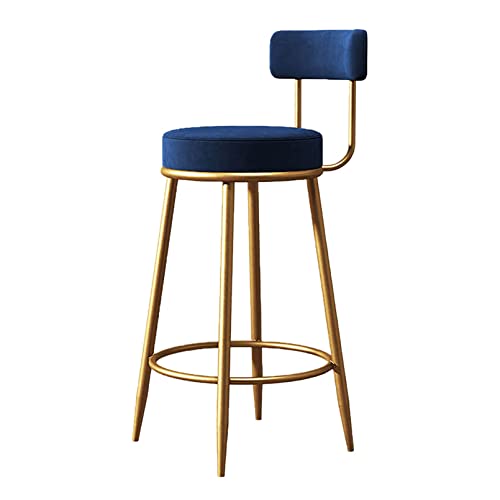 Tabouret de bar velours stable avec dossier ergonomique de café - 2