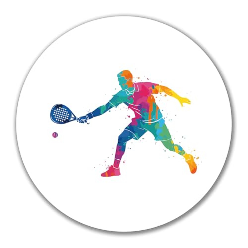 Huuraa Aufkleber Padel Tennis bunte Silhouette 10cm rund Sticker Geschenkidee
