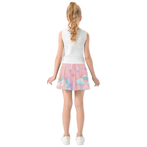 Cute Unicorn Rainbows Pink Girls' Shorts Athletic Skorts Toddler Tennis Skirts Purple Flowy Skirt 3t4