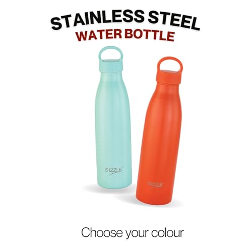 Image of Sizzle Modern Stainless Steel Water Bottle 700 ML Kids & Adults - Lightweight, Single Walled, Leakproof Water Bottle | For School, Office, Gym | Aqua (Pack of 1)