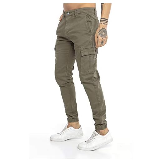 RED BRIDGE Pantalón Chandal para Hombre Vaqueros Jeans Joggers Cargo Look Verde W31 L32