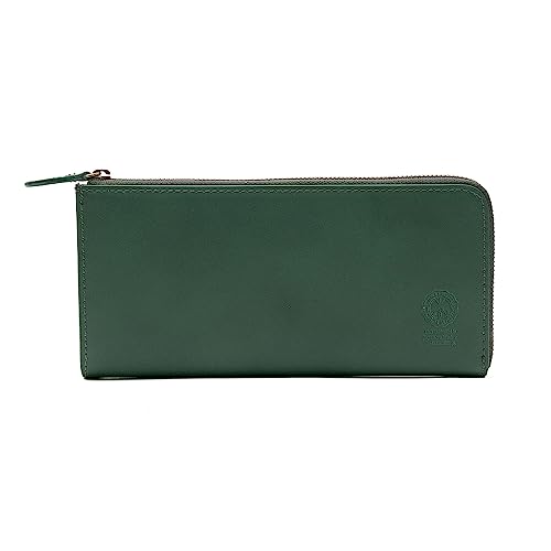 [イーモノ] 本革 財布 スキミング防止 姫路レザー メンズ 長財布 L字ファスナー ファスナー長財布 オイルレザー レザー ジッパー サイフ 長サイフ (グリーン)