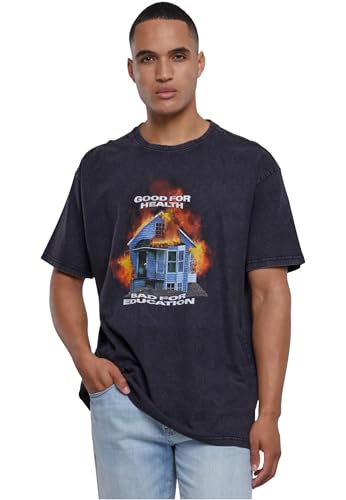 Mister Tee Męska koszulka Good for Health Oversize, Black Acid Washed, L Duże rozmiary wysoki