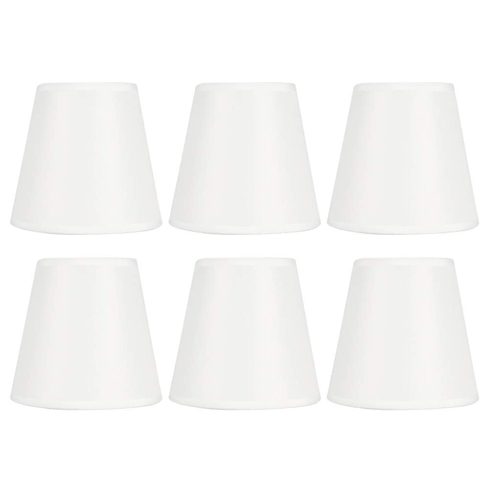 6PCS White Fabric Chandelier Shades, E14 Bulb Lamp Covers Lampshades
