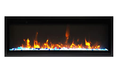 45" Extra Slim Indoor Only Electric Fireplace With Black Steel Surround #TOP2