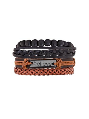 Yellow Chimes Combo Leather Wraps Casual Latest Trend Multi Strand Wrist Bracelets for Men and Women (Unisex)