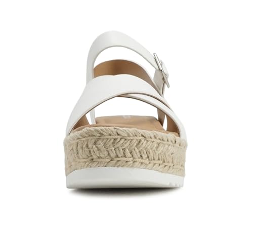 Image of Soda inchFIRELY inch ~ Women Round Toe Crisscross Band Platform Espadrille Wedge Sandal with Adjustable Ankle Strap