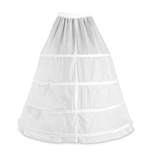 91,4 cm Bodenlänge, Petticoat für Damen, Weiß, 4 Reifen, A-Linie, Hochzeitskleid, Unterrock, verstellbar (52-40 in Taille) Cover
