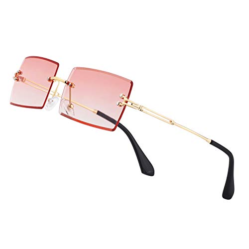 Image of Stylish Small Rectangle Sunglasses Women Men Tinted Frameless Eyewear Ultralight Candy Color Ocean Sun Glasses Shades NP1034