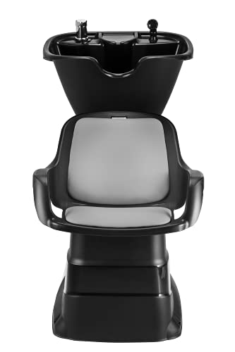 DOMPEL Lavacabezas Reclinable CHAMP de POLIPROPILENO con Sillones - Silla Peluquería Barberos - MADE IN BRASIL - MODELO EXCLUSIVO NEGRO/GRIS