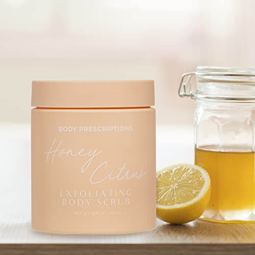 Body Prescriptions Exfoliating Body Scrub – Body Cleanser for Nourished, Ultra-Smooth Skin, Honey Citrus, Coconut Almond, and Sweet Mint
