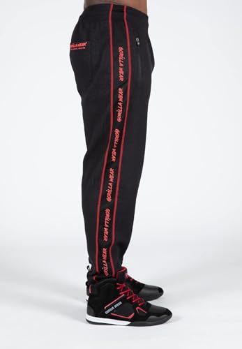 Foto von Gorilla Wear - Buffalo Old School Workout Pants - Schwarz/Rot - Bodybuilding und Fitness Bekleidung Herren Jogging Laufen bequem mit Logoaufdruck, XXL-3XL