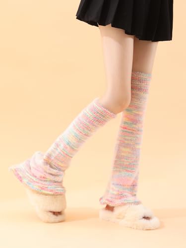 Image of WODECASA Girls Kawaii Leg Warmers Knitted Flared Leg Sleeves Goth Crochet Baggy Cuff Ankle Heap Socks