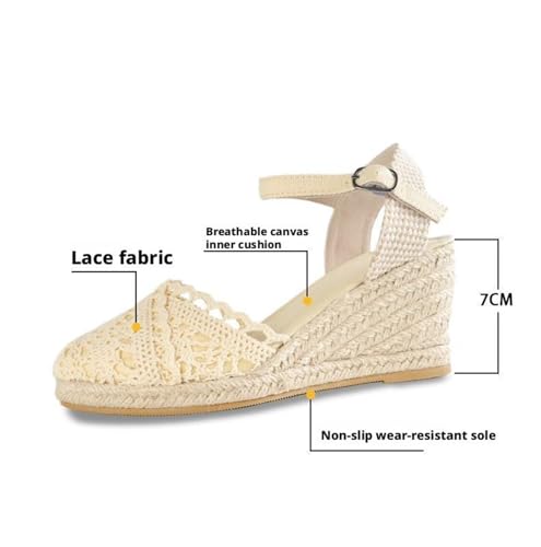 Summer Women's Sandals Laces Upper Round Toe Wedges4