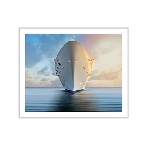 Monem Art Luxury Cruise Ship Maritime Photography Poster - Symmetrical Ocean Vessel Perspective Art Print - Nautical Living Room or Bedroom Wall Decor - 8x10 ROLLED CANVAS Wall Art by Andrea Comari