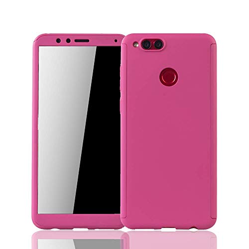 König Design Schutz-Hülle geeignet für Huawei Honor 7X Hülle mit Panzerglas | Sturzsichere Full Cover Handyhülle in Pink