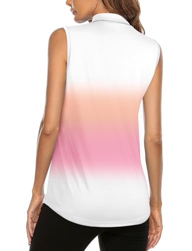 Image of Koscacy Women's Sleeveless Golf Tennis Polo Shirts Zip Up Dry Fit Workout Tank Tops Athletic Shirt