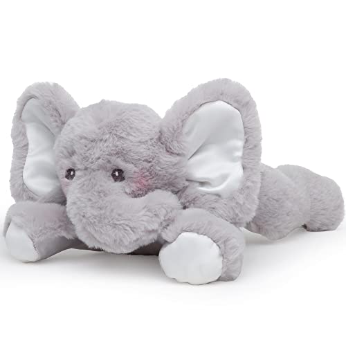 Image of Bearington Lil' Spout 8" Gray Elephant Plush Rattle - Soft Baby Toy Gift