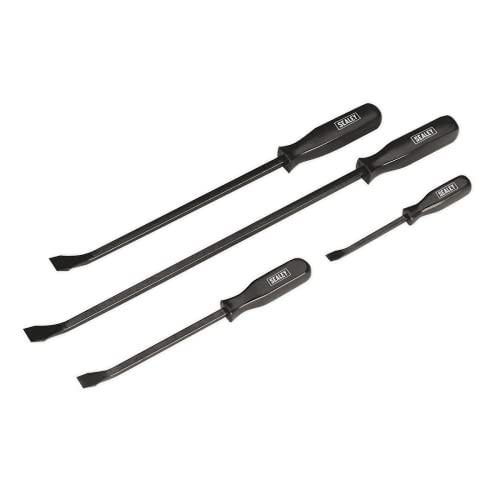 Sealey Pry Bar Set 4pc - AK206, High Grade Carbon Steel, Chrome Vanadium, Flat Head, 200, 300, 450, 600mm