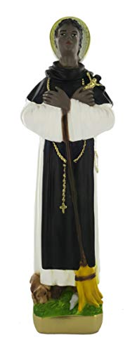 Ferrari & Arrighetti Imagen San Martín de Porres en Yeso Pintada a Mano - 30 cm