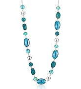 Long Glass Crystal Beaded Necklace Beads Statement Long Necklaces for Women Fashion Jewelry Costu...