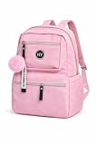 Mochila Juvenil e Adulto 18L em Poliéster Leve e Resistente 3 Bolsos Externos, Tecido liso Macio, Com Chaveiro Decorativo, Para Trabalho, Escola e Viagem Preto, Rosa Pink e Rosa Bebê (Rosa Bebê)