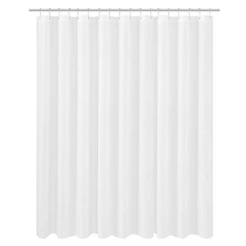 Image of N&Y HOME Extra Wide Extra Long Fabric Shower Curtain Liner 108 x 84 inch, Hotel Quality, Washable, White Spa Bathroom Curtains with Grommets, 108x84