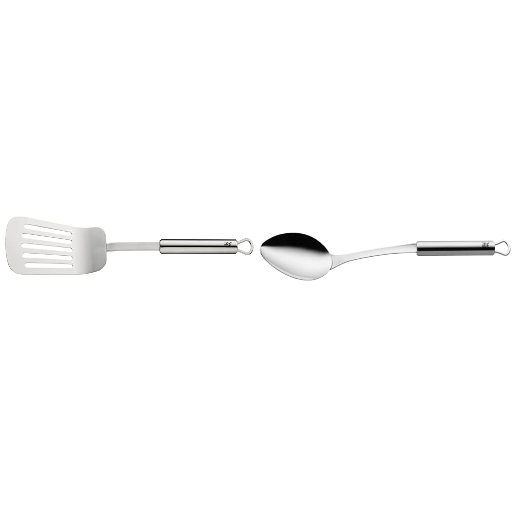WMF Profi Plus Pfannenwender 32,2 cm, Bratenwender, Cromargan Edelstahl teilmattiert & Profi Plus Servierlöffel 32 cm, Vorlegebesteck, Cromargan Edelstahl teilmattiert, spülmaschinengeeignet