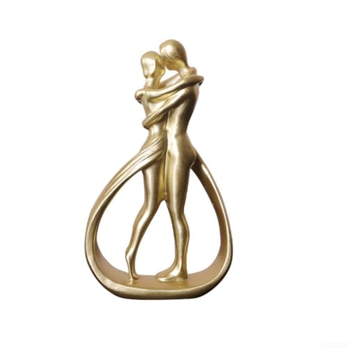 Figura decorativa para el hogar, escultura de resina, símbolo de aniversario de amor (dorado)