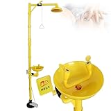 Station de douche d'urgence combinée avec pédale | Acier inoxydable 304 avec revêtement AB...