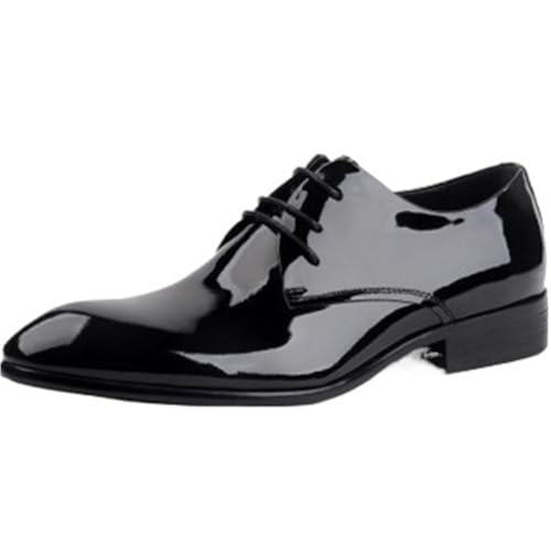 Patent Leather Formal Oxford Dress Shoes for Men Business Comfortable Loafers Pointed Toe Lace Up Non Slip Office Wedding Tuxedo