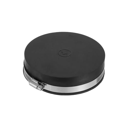 Image of PATIKIL 4.4 Inch PVC Pipe Cap, 1 Pcs Steel Mechanical Test Plug with Stainless Steel Clamps Sewer Cleanout Cover Durable Sewer Pipe Plug Fit for Most Pipes Sink Pools, Black