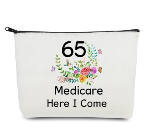 Odebyata 65th Birthday Gift Makeup Bag for Woman Mom, 65 Year Old Medicine Medicare Organizer Bag,...
