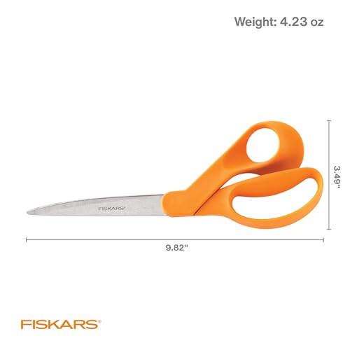 Image of Fiskars 9-Inch Bent Dressmaker Shears, Orange, Stainless Steel Blades for Fabric Cutting, Ergonomic Handle for Comfort and Precision