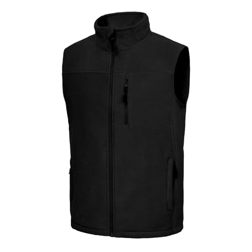Men's Fleece Vest Full Zip Lightweight Outerwear Vests Soft Warm Winter Sleeveless Jacket for Hiking Golf