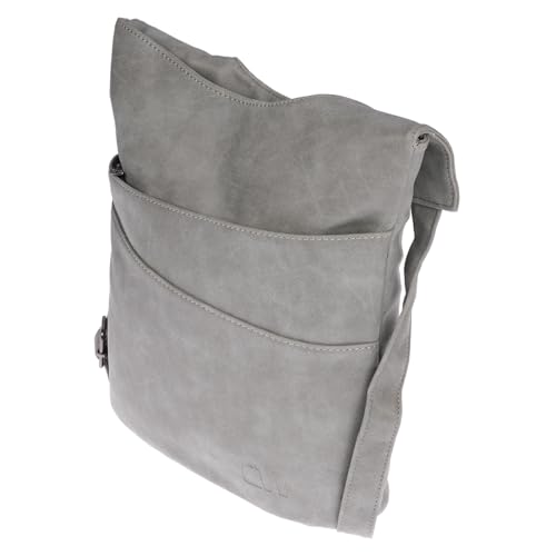 Christian Wippermann Damen Tasche Schultertasche Umhängetasche Crossover Bag Leder Optik Handtasche Grau