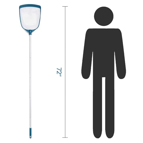Image of POOLWHALE Upgrades Swimming Pool Leaf Net Skimmer Rake with Adjustable Aluminum Pole and Nylon Medium Fine Mesh for Cleaning Swimming Pools, Hot Tubs, Spas and Fountains