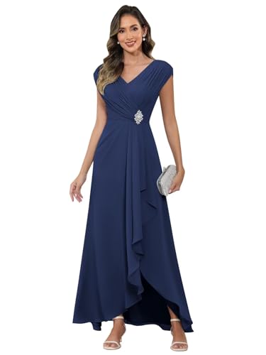 Cap Sleeve Mother of The Bride Dresses Long Chiffon Formal Dresses for Women
