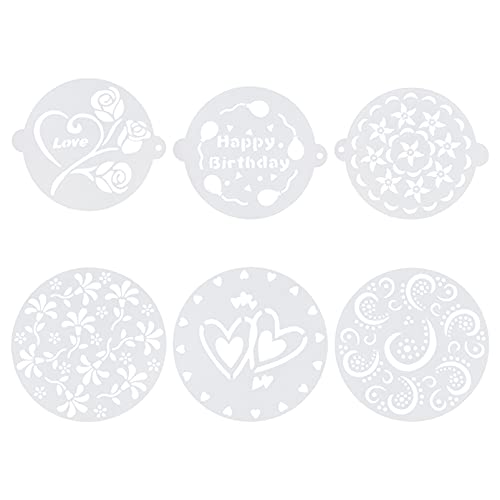 BRIGHTFUFU 6Pcs Plastic Cake Stencils Reusable Baking Templates for Decorating Icing Sugar Sieve and Material Fun and Precision for Cake Decoration