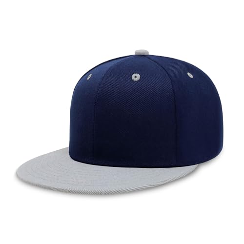 Image of CHOK.LIDS Flat Bill Visor Classic Snapback Hat Blank Adjustable Brim High Top End Trendy Color Style Plain Tone Baseball Cap