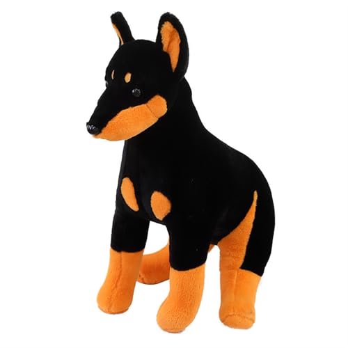 KUKUShining Realistisches Doberman Kuscheltier, Weicher Hund Stofftier Plüsch Kinder und Sammler Perfekt für die Wohnzimmerdekoration(40cm/15.7in)