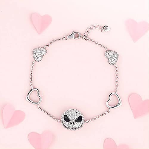 Jeulia 2.5 Carat Jack Skull Nightmare Charm Bracelet For Women 925 Sterling Silver Christmas Bead Bracelet Horror Movie Costume Jewelry Link Bracelet with Adjustable Infinity Chain2