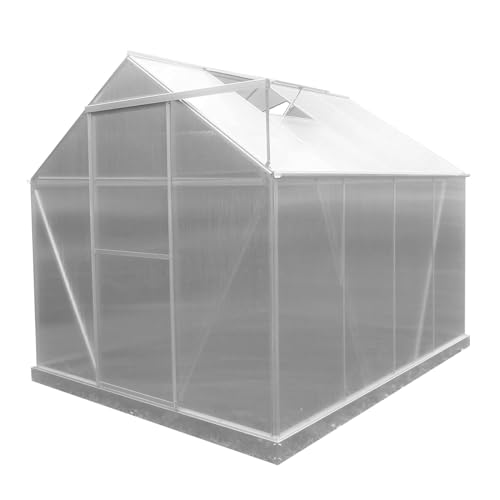 GARDIUN KIS19004 - Invernadero Lunada Policarbonato/Aluminio 4 Módulos 4,82 m² 249x193x190 cm con base